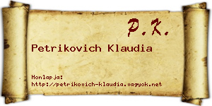 Petrikovich Klaudia névjegykártya