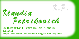 klaudia petrikovich business card